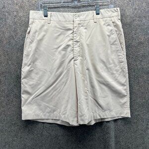 Vintage Nike Golf Shorts Mens 34 Beige Chino Flat Front Khaki FitDRy Golfer Tan